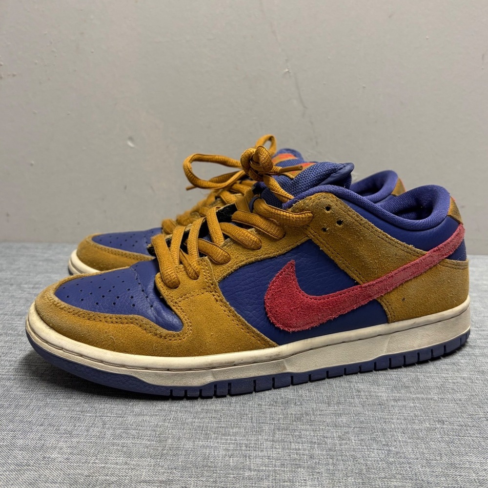 Nike SB Dunk Low Pro Mens 7.5 Wheat Purple Red BQ6817-700 Pelle Hat Skate Shoes